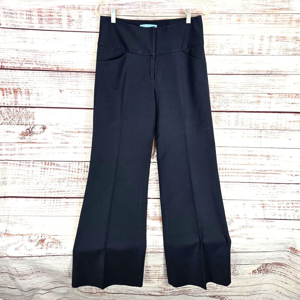 Antonio Melani Navy Blue Dress Pants Sixe 4 Wide Leg Hook/Button Zip Minimalist